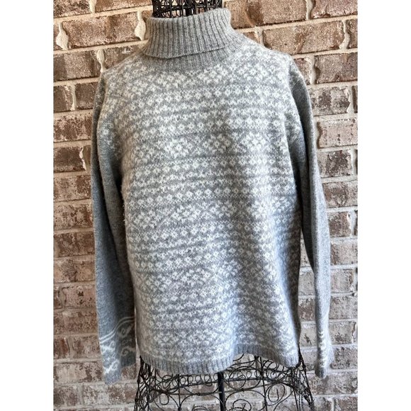 Jillian Jones Sweaters - VTG Jillian Jones Turtleneck Sweater Medium Gray Lambswool Angora Snowfl…